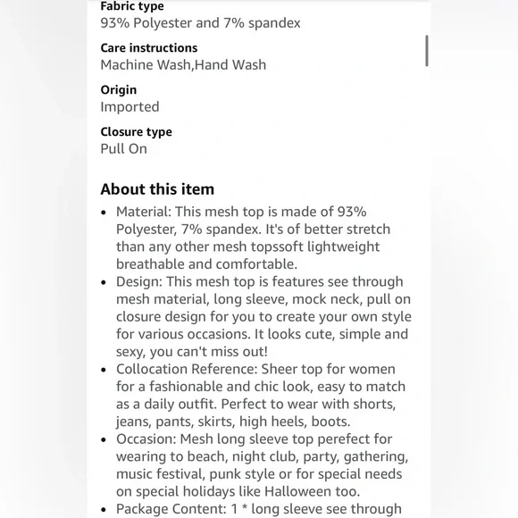 Black Sheer Lace Floral Mock Neck Mesh, Long Sleeve Floral Top - Picture 5 of 5